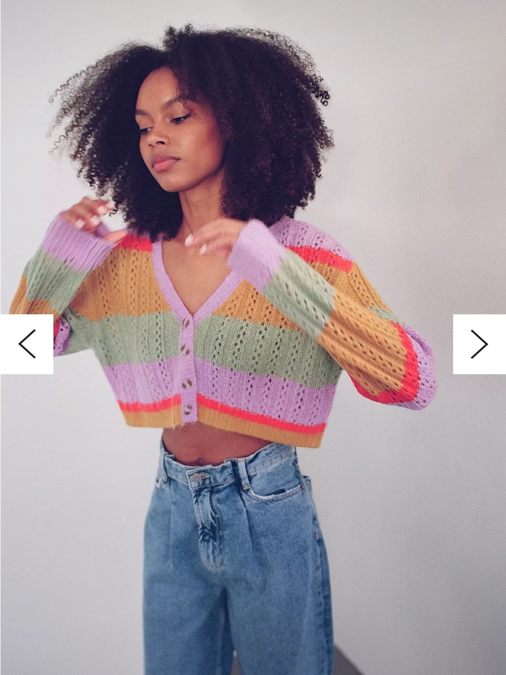 Urban Outfitters Multicolor Striped Cropped Cardigan Sweater